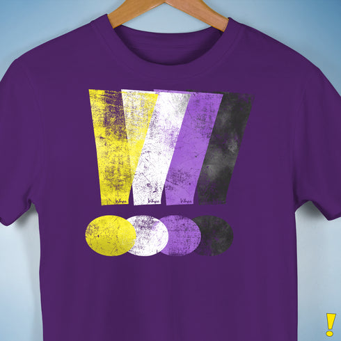 Nonbinary Pride Grunge Exclamation Points Premium Unisex T-Shirt - Purple